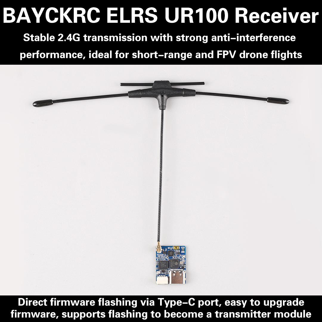 Drone Racing Receiver - BAYCKRC UR100 ExpressLRS Dual Band 2.4GHz